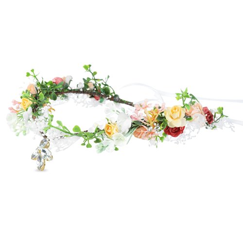 Goledwedy Fairy Flower Crown Elf Headpiece for Women and Gilrs Elven Crown Queen Fairy costume accessories Fairy headband Bridal Headpiece with Crystal