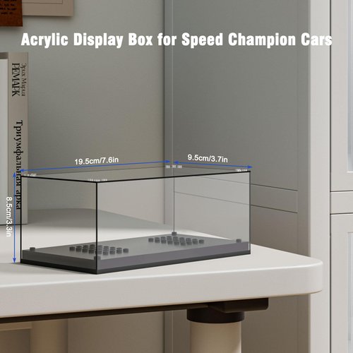 Speed Champion Display Case, Parking Garage Acrylic Display Case, 7.8 x 3.4 x 4.1 Inches, Collectibles Dustproof Showcase for Racing Sports Car Toy (Case Only)