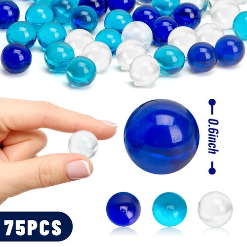 FUTUREPLUSX Marbles Bulk, 75 PCS Glass Marbles Blue Marbles Set Ocean Theme for Kids Marble Run Games Fillers Aquarium Pebbles