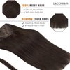 Lacer Human Hair Ponytail Extension Wrap Around with Magic Paste Dark Brown Ponytail Hair Extensions Real Human Hair Clip on Ponytails for Black Women 18 Inch 80g
