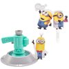 DecoSet® Minions Fart Bubble Blaster Cake Topper, 4 Piece Decoration Set With Working Bubble Wand, Stand, & Kevin, Bob, & Stuart Minions | For Birthday And Celebrations