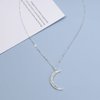 Yheakne Boho Rhinestone Moon Necklace Choker Silver CZ Crescent Pendant Necklace Chain Minimalist Necklace Festival Jewelry for Women (Silver)