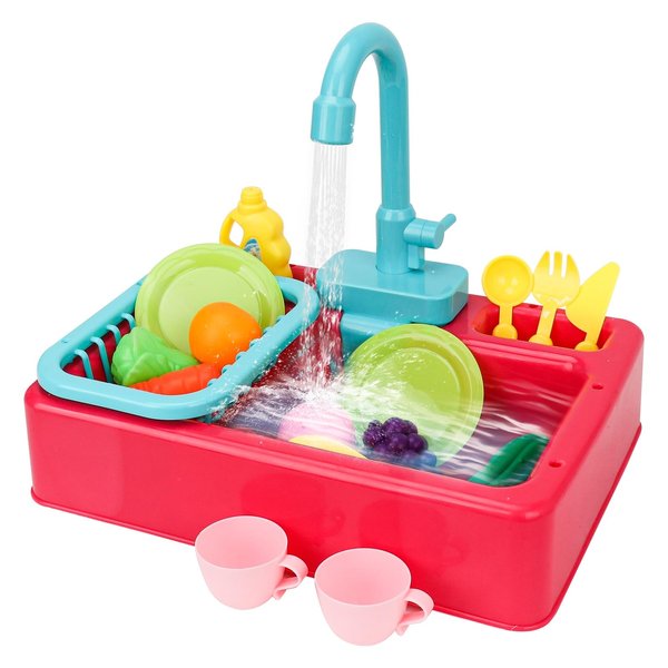 BTYCityMao Kids Play Sink with Running Water - Toddler Sink Toy Set - Kids Toddler Sink with Upgraded Faucet, Automatic Water Cycle System - Baby Pretend Play Kitchen Sink Toy Dishwashing