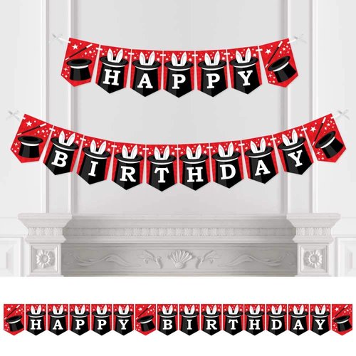 Big Dot of Happiness Ta-Da, Magic Show - Magical Birthday Party Bunting Banner - Birthday Party Decorations - Happy Birthday