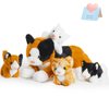 Houwsbaby 5 Pieces Cat Stuffed Animal with Kittens Plush Toy Set,Mommy Cat with 4 Plush Kittens,Cat with Babies Inside,Kitty Surprise,Parent-Child Stuffed Animals Presents for Kids Girls Boys,17''