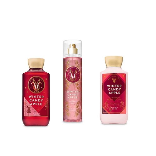 Bath & Body Works - Winter Candy Apple - Winter 2019 - Daily Trio - Shower Gel, Fine Fragrance Mist & Super Smooth Body Lotion