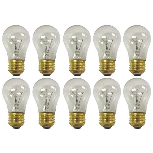 Royal Designs Clear Glass Traditional Style Incandescent Light Bulbs, E26 Medium Brass Base, 130V, 15 Watts, Set of 25