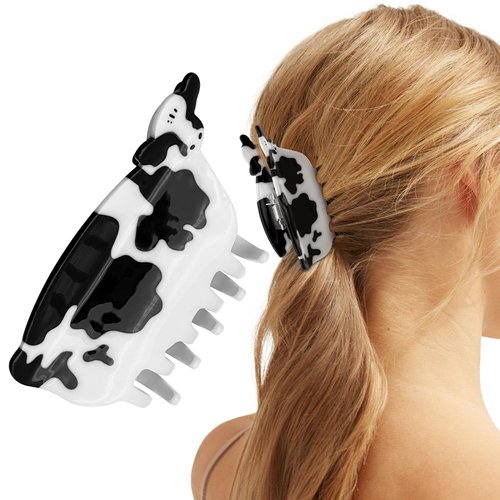 Cow Hair Claw Clip Acetate Hair Clips Cute Farm Animal Hair Claw Funny Weatrn County Farmhouse Hair Jaw Clips Fancy Accessories for Women Girls