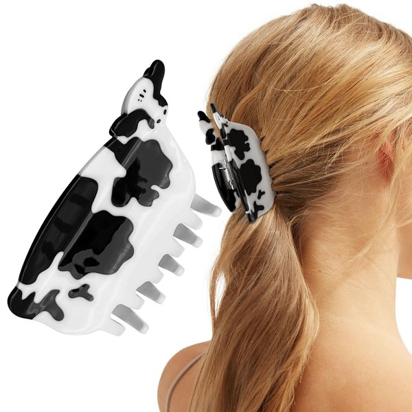 Cow Hair Claw Clip Acetate Hair Clips Cute Farm Animal Hair Claw Funny Weatrn County Farmhouse Hair Jaw Clips Fancy Accessories for Women Girls