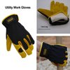 HANDLANDY Men Leather Gardening Gloves, Utility Work Gloves for Mechanics, Construction, Driver, Dexterity Breathable Design Medium