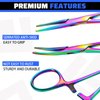 BBTO 2 Pcs Hemostat Curved and Straight Hemostat Forceps Piercing Pliers Forceps, Stainless Steel Straight and Curved Pliers, Fishing Tweezer Hemostats (Colorful)
