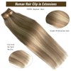 Clip in Hair Extensions, Golden Blonde with Light Blonde Highlights Remy Hair Extensions Clip in Real Human Hair 7 Pcs 70G Clip in Extensions 18 Inch Double Wefts Hair Clip ins for Fine Hair Women