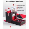 ZLCA MTG Deck Box, Commander Deck Box with Display Window, Card Deck Box Holds 100 Double-Sleeved Cards with Dice Tray & 35pt Magnetic Card Holder（Black& red）