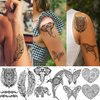 TASROI 32 Sheets Sexy Black Lotus Temporary Tattoos For Women Girls Indian Tribal Lace Tatoo Sticker Neck, Mandala Flower Butterfly Rose Tattoo Temporary Dreamcatcher Elephant Henna Tattoo Kit Adults