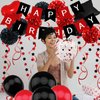 ZERODECO Birthday Decorations, Black and Red Birthday Party Decorations Happy Birthday Banner Pompoms Balloon for Boys Girls Men Women Birthday Party Decorations Supplies