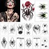 Halloween Spider Stickers Temporary Tattoos Stickers Waterproof Sweatproof Weird 3D Simulation Spider Web DIY Decorations Face and Body Horror Spider for Festivals Masquerade Cosplay Party (14 Sheets)