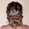 Campsis Crystal Wedding Hair Comb Silver Flower Leaf Hair Side Comb for Bridal Handmade Bead Hair Accessories Bride Bridesmaid Prom Party Present for Women