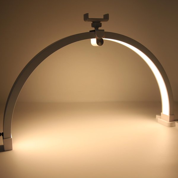 Half Moon Nail Desk Lamp, Touch Control 20 Lash Light with Phone Holder for Eyelash Extensions, Tattoo, Facial Treatments, Manicures, 20W 3200‑5600K, 1500LM (US Plug)