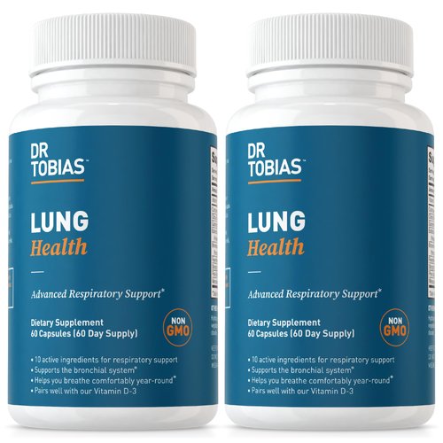 Dr. Tobias Lung Health, Lung Support Supplement with Vitamin C, Butterbur, Quercetin & Bromelain, Lung Cleanse & Detox Formula for Bronchial & Respiratory System, Non-GMO, 120 Capsules