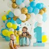 Yellow Blue Balloon, 60 PCS 12 Inch Sponge Theme Balloons Metallic Blue Yellow White Balloons for Kids Cartoon Sponge Party Baby Shower Birthday Party Supplies Sponge Party Decorations