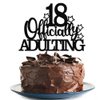 Officially Adulting 18 Cake Topper, Happy 18th Birthday Cake Decorations, 18th Cake Decor, Cheers to 18 Years Birthday Anniversary Party Supplies Black Glitter