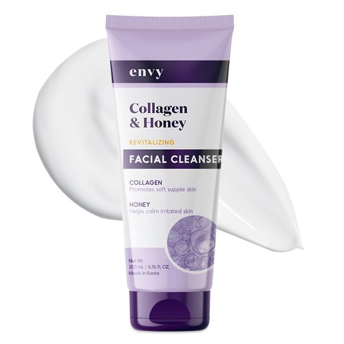 Envy Facial Cleanser with Collagen & Honey - Promotes Healthy & Radiant Skin - Reduce Fine Lines & Wrinkles - Anti Aging - Korean Skin Care - For All Skin Type - Vegan, Cruelty Free - 200ML / 6.76Oz.