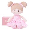 LeyaDoll Soft Baby Doll Toys (12''), My First Baby Rag Doll for 1 Year-Old Girl Birthday Gift, Leya Doll Christmas Plush Toys Gift for Toddler Kids Infants -FloraBelle(Pink)