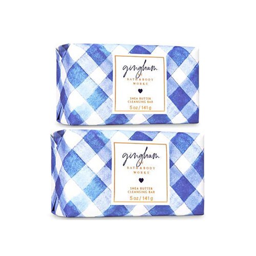 Bath and Body Works Gingham Shea Butter Cleansing Bar Soap 5 oz Pack OF 2 (Gingham)