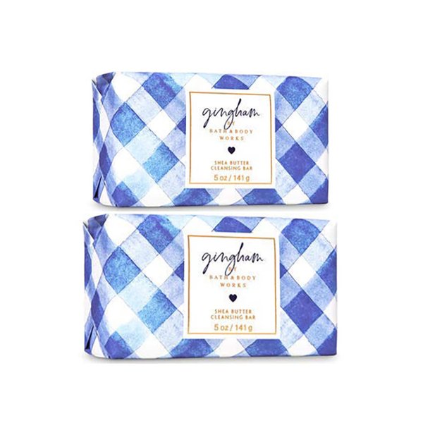 Bath and Body Works Gingham Shea Butter Cleansing Bar Soap 5 oz Pack OF 2 (Gingham)