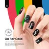 Beetles Gel Nail Polish Set with Golden Chrome, 7 Colors Hot Pink Blue Green Nails Gel Black White Yellow Gel Polish Gold Nails Gel Set Nail and Double-ended Brush Soak off Uv Gel, 2024