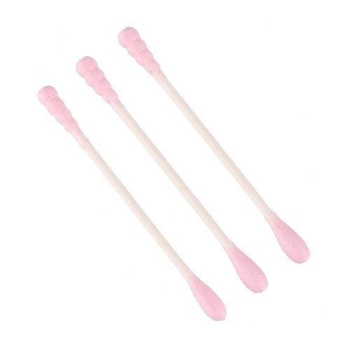 Beauty7 Double Ended Paper Stick Premium Cotton Swabs Buds Round & Spiral Shape Tip For Clean Care Beauty Makeup Cosmetic Tool (Pink, 200 Count)