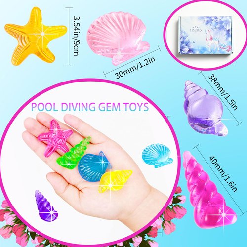 NHBTYKL Diving Gem Pool Toys 38 Acrylic Gems Colorful Diamonds Set Sinking Toy for Kids Marine Gemstone Underwater Diving Swim Toys for Birthday Swimming Pool Party Favors