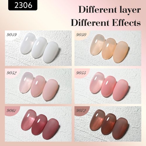 CANNI 9ml Hema-Free Gel Nail Polish Set- 6Pcs Jelly Nude Pink Neutral Transparent Milky White Colors Gel Polish Kit, Soak Off LED Nail Gel Manicure Kit DIY at Home Salon Gifts for Women Girls