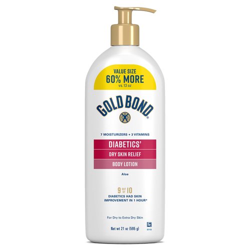 Gold Bond Diabetics' Dry Skin Relief Body Lotion With Vitamin E & Aloe To Soothe & Moisturize Dry, Flaky & Rough Skin, Value Size, 21 oz.