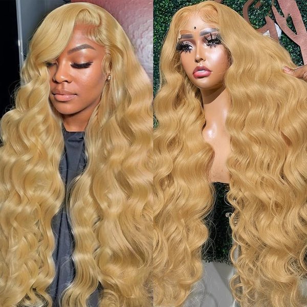 SEMANK Honey Blonde Wig Human Hair 180% Density Honey Blonde HD Lace Front Wig Human Hair Pre Plucked Body Wave Blonde Lace Front Wigs Human Hair 13x4 HD Lace Frontal wig 26 Inch