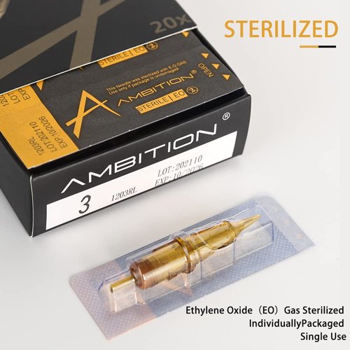 Ambition Glory Tattoo Cartridges #12 Standard 7M1 Needles Disposable 20pcs 0.35mm 7 Single Stack Magnum for Rotary Tattoo Machine Supply