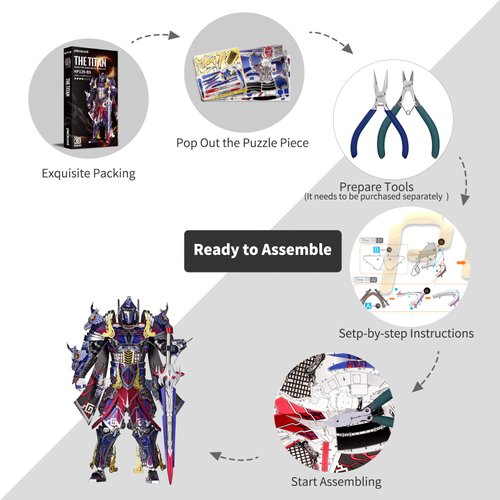 Piececool 3D Metal Puzzles with DIY Tools - The Titan Figure Mecha Model Building Kits for Adults, DIY Metal Crafts Kits Brain Teaser Puzzle Birthday Gifts