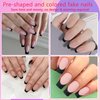 AddFavor French Tips Press on Nails Medium Square Fake Nails, 120pcs Black French Nails Press on Long Square Matte Nude Acrylic Nails Artificial False Glue Nails with Adhesive Tabs for Women