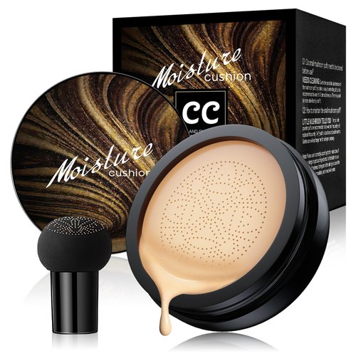 Mushroom Head Air Cushion CC Cream Foundation Gold Packaging Moisturizing Long Lasting Matte Concealer Light Weight Smoothly Makeup Base Liquid Foundation (Natural, 3.21 Ounce (Pack of 1))
