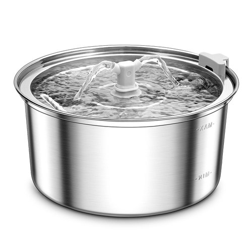 UPETCASL Cat Water Fountain Stainless Steel, 3.2L/108oz Pet Water Fountain for Cats Inside with Two Faucets, Ultra-Quiet Pump Pet Water Dispenser for Cats, Dogs, Multiple Pets, Dishwasher Safe