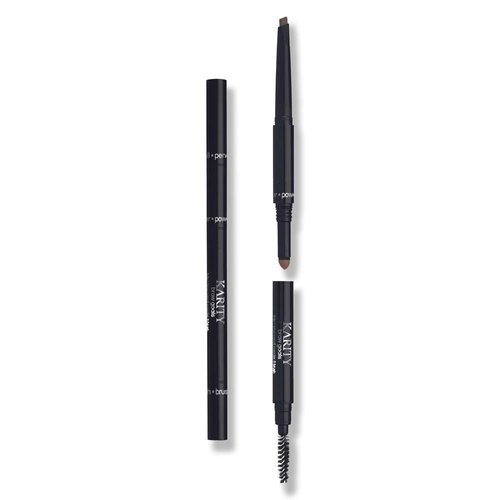Influencer Approved 3 in 1 Retractable Makeup Eyebrow Pencil, Sweatproof, Ultra-Precise, Vegan, Fills in gaps and sparse areas, angled pencil tip and tapered powder applicator. (Totally Taupe)