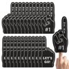 TIESOME 24 Pcs Mini Foam Finger #1 Sports Fan Foam Finger, Cheering Foam Hand for Sporting Events Let's GO Cheerleading Celebration Sticks for Basketball Football Dance Games Party Supplies(Black)