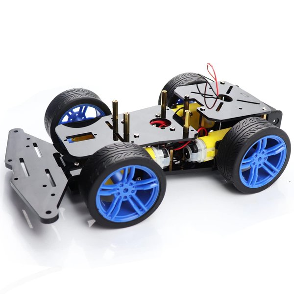 LK COKOINO for Arduino Robot Car Kit, 4WD Smart Robot Car Chassis Kit with Motors, Wheels and Battery Case for Arduino R3 R4/ Leonardo/Raspberry Pi 5/4B/3B+/3B/2B/1B+ Robot Building