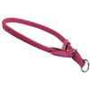 Round Genuine Rolled Leather Choke Dog Collar Pink (15" Long)