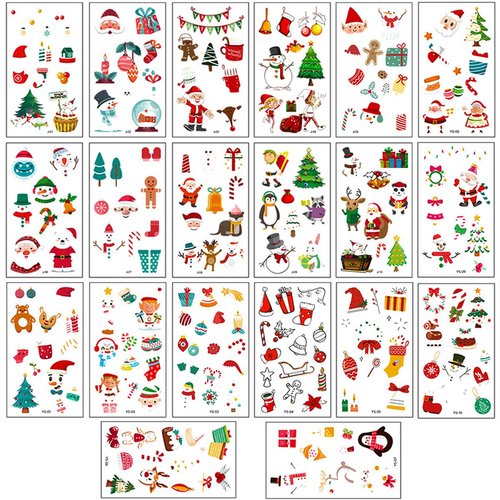 NASAMA 20 Sheets Luminous Christmas Temporary Tattoos for Kids,Christmas theme Party Holiday Waterproof Tattoo Stickers Toys for Boys and Girls (Mixed color 1/20 Sheets)