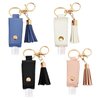Pcmursal 4 Pack Small Hand Sanitizer Keychain Portable Leather Empty Bottles for Toiletry Shampoo Lotion Soap