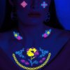 Glow In The UV Temporary Tattoos 170 Styles Flowers Feather Wing UV Neon Tattoos Stickers Party Supplies Body Face Fake Tattoo Markers for Adults Women Men