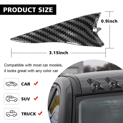 Ouzorp 10Pcs Air Vortex Generator Carbon Fiber Pattern Diffuser Shark Fin Set Kit Compatible with Spoiler Roof Wing Pointed