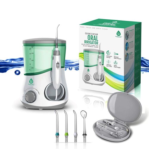Pursonic OI-200 Professional Counter Top Oral Irrigator Water Flosser with 4 100% Natural Eco Bamboo Toothbrushes, 2 Charcoal Whitening Toothpaste & Activated Coconut Charcoal Powder Teeth Whitener