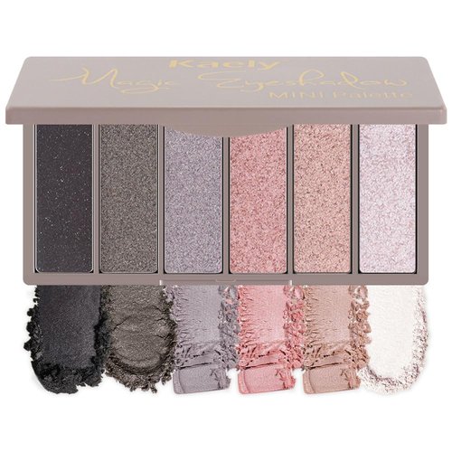 Kaely 6 Color Eyeshadow Makeup Palette, 6 Black Gold Purple Gray & Rose Gold Champagne Gold White, Everyday Velvety Matte & Glitter Eye Makeup Looks, Travel Friendly Size, Vegan, Cruelty-free 03#